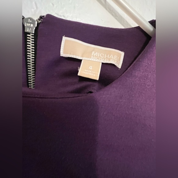 MICHAEL Michael Kors Women's Knit Purple & Gray Midi Stretch Knit Dress - Picture 4 of 7